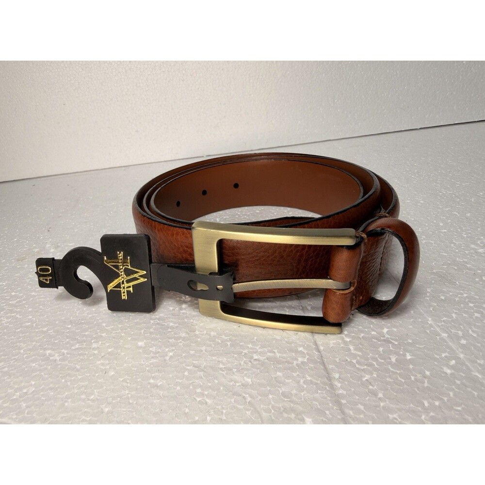 NWT Men's Wearhouse Italian Full Grain Leather Belt Brown Sz 40 Made in Italy